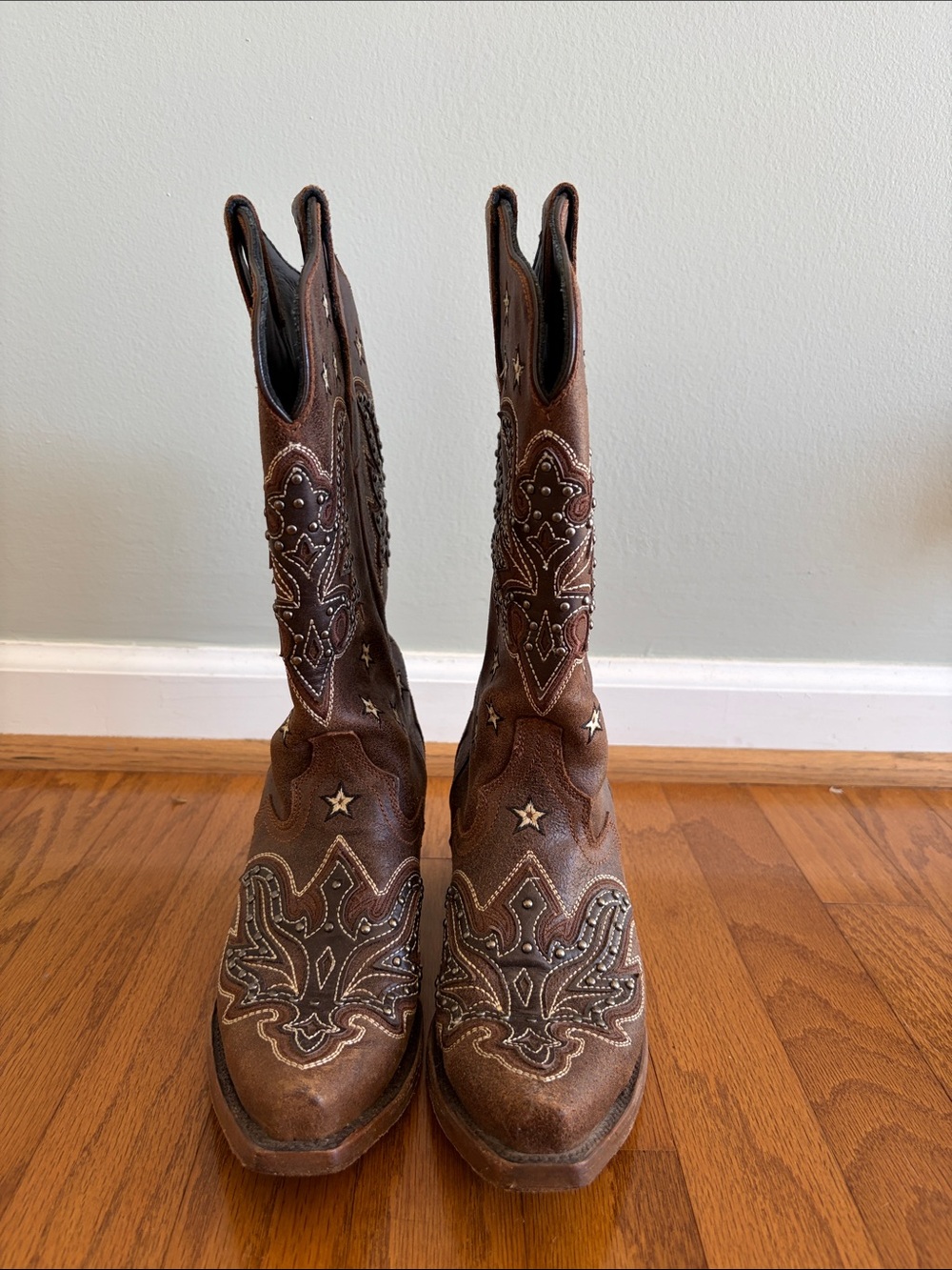 J.B. Dillon Brown Suede Star-Studded Western Boots - Picture 2 of 7